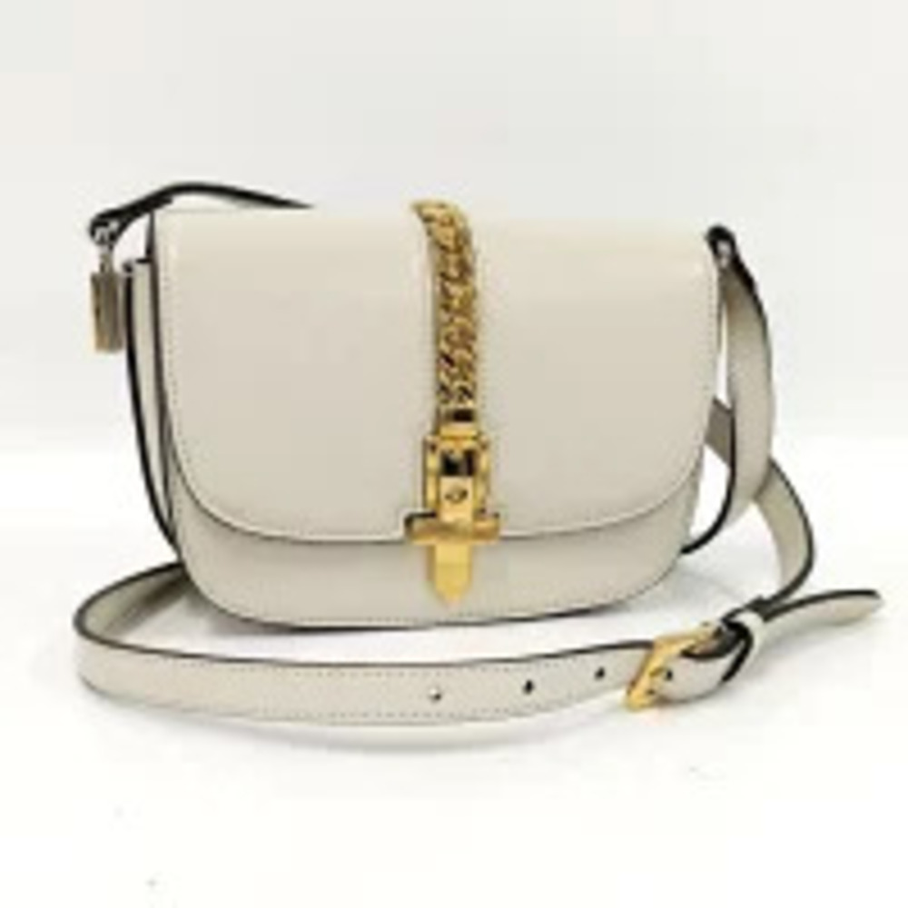 GUCCI Sylvie Shoulder Bag Leather White